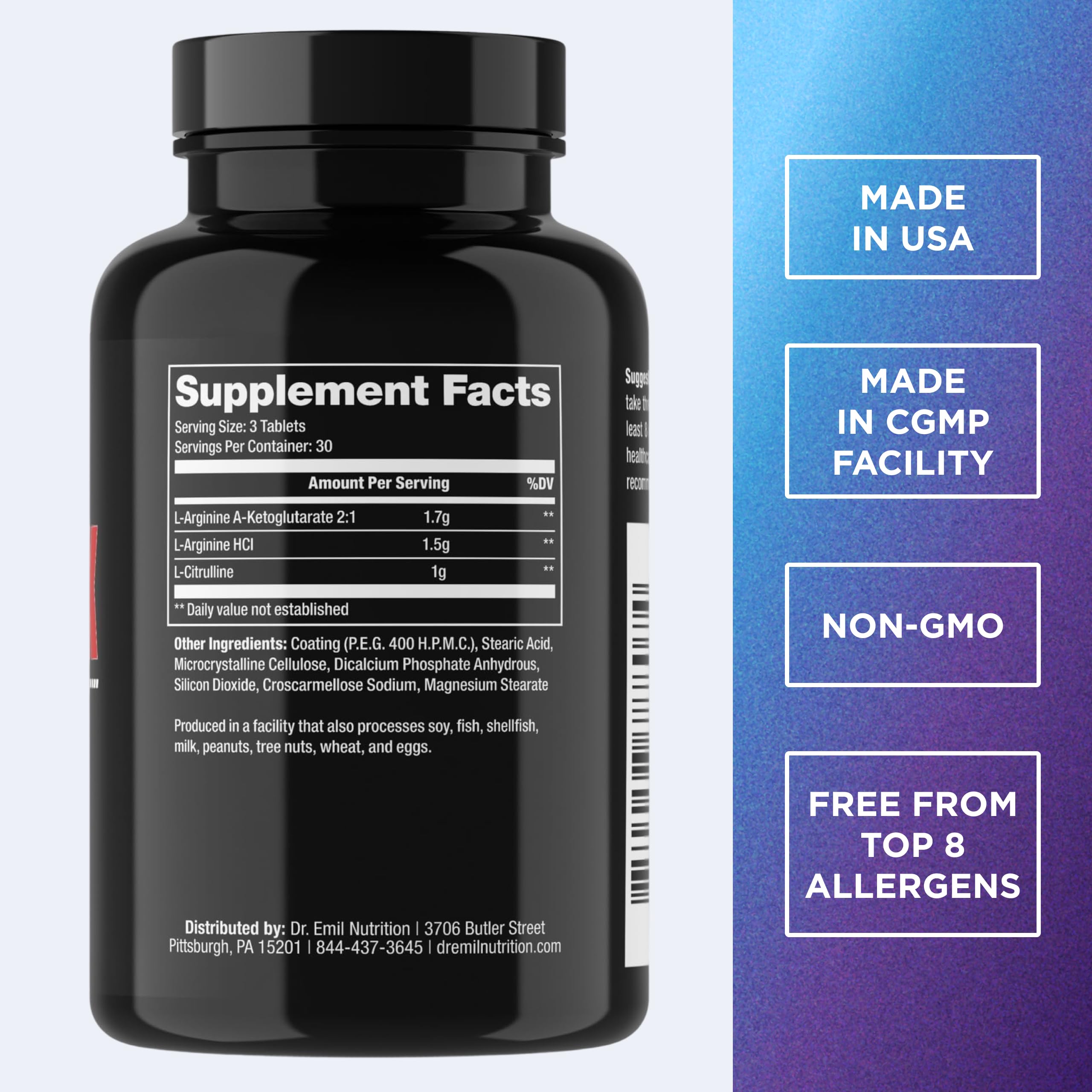 DR. EMIL NUTRITION 3150mg arginine-citrulline tablet for high-dose nitric oxide support
