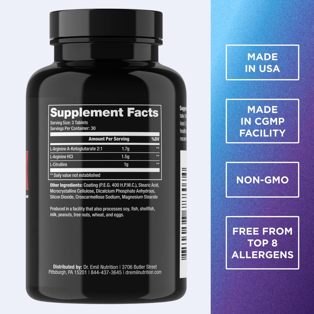 DR. EMIL NUTRITION 3150mg arginine-citrulline tablet for high-dose nitric oxide support