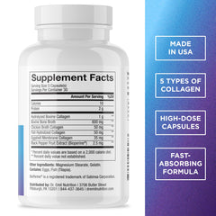 DR. EMIL NUTRITION capsules closeup highlighting hydrolyzed collagen for joints and skin.
