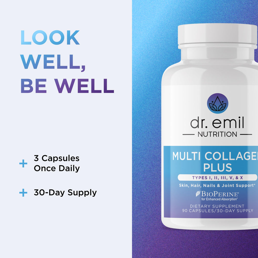 DR. EMIL NUTRITION capsules with a meal show gut health use.