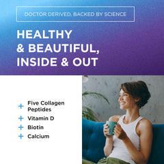 DR. EMIL NUTRITION collagen sources infographic shows grass-fed bovine and marine blends for overall wellness.