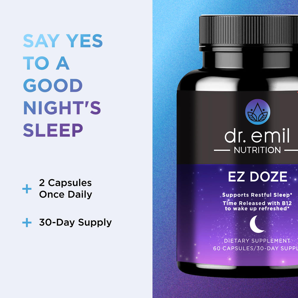 DR. EMIL NUTRITION EZ Doze packaging showcases 60 veggie capsules for daily use.