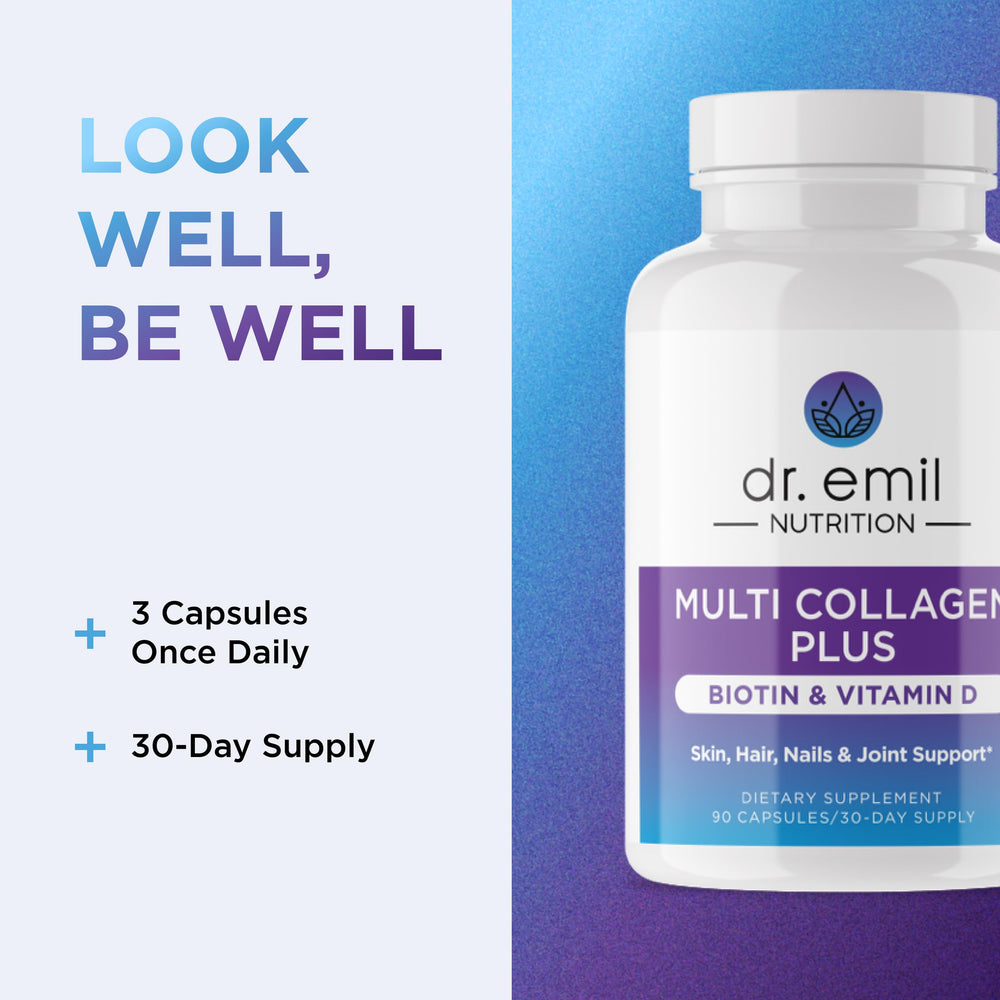 DR. EMIL NUTRITION joints and gut health visual implies connective tissue and digestion support.