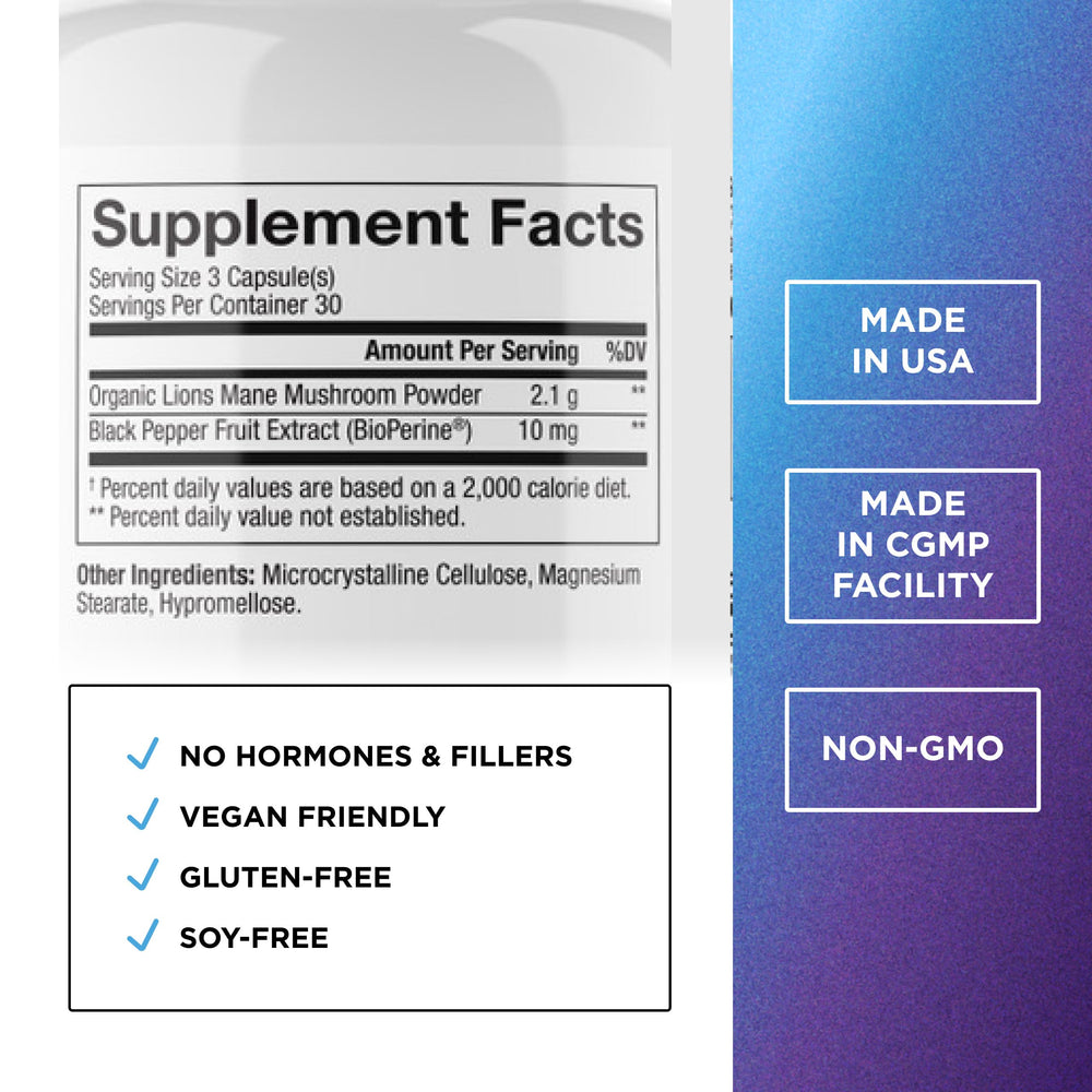 DR. EMIL NUTRITION Lion's Mane bottle on table for daily cognitive support