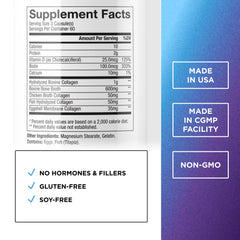 DR. EMIL NUTRITION label closeup highlights biotin and collagen blend.