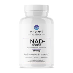 DR. EMIL NUTRITION NAD+ Boost bottle supports daily cellular energy and healthy aging.