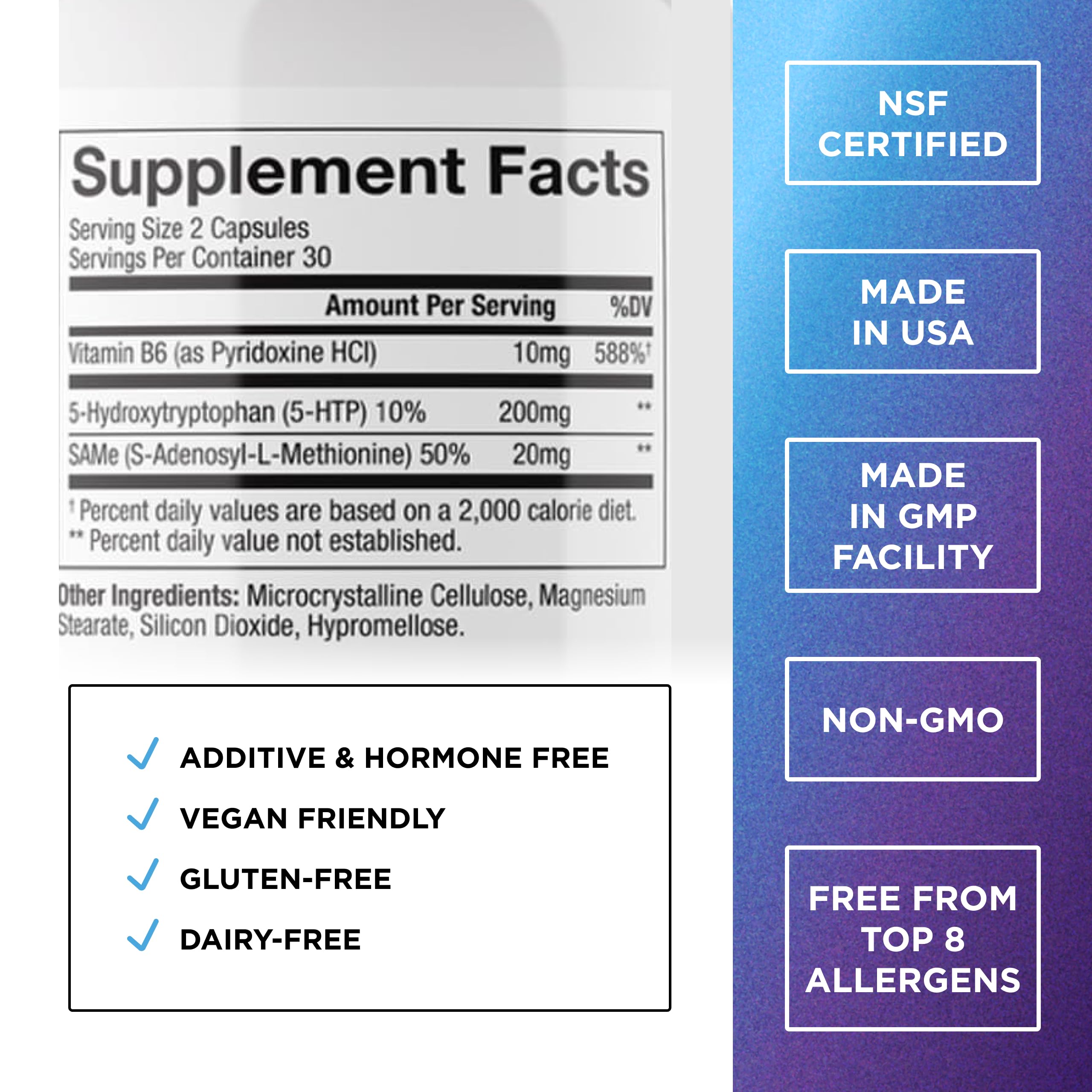DR. EMIL NUTRITION SAM-e capsules highlighting stress support potential.