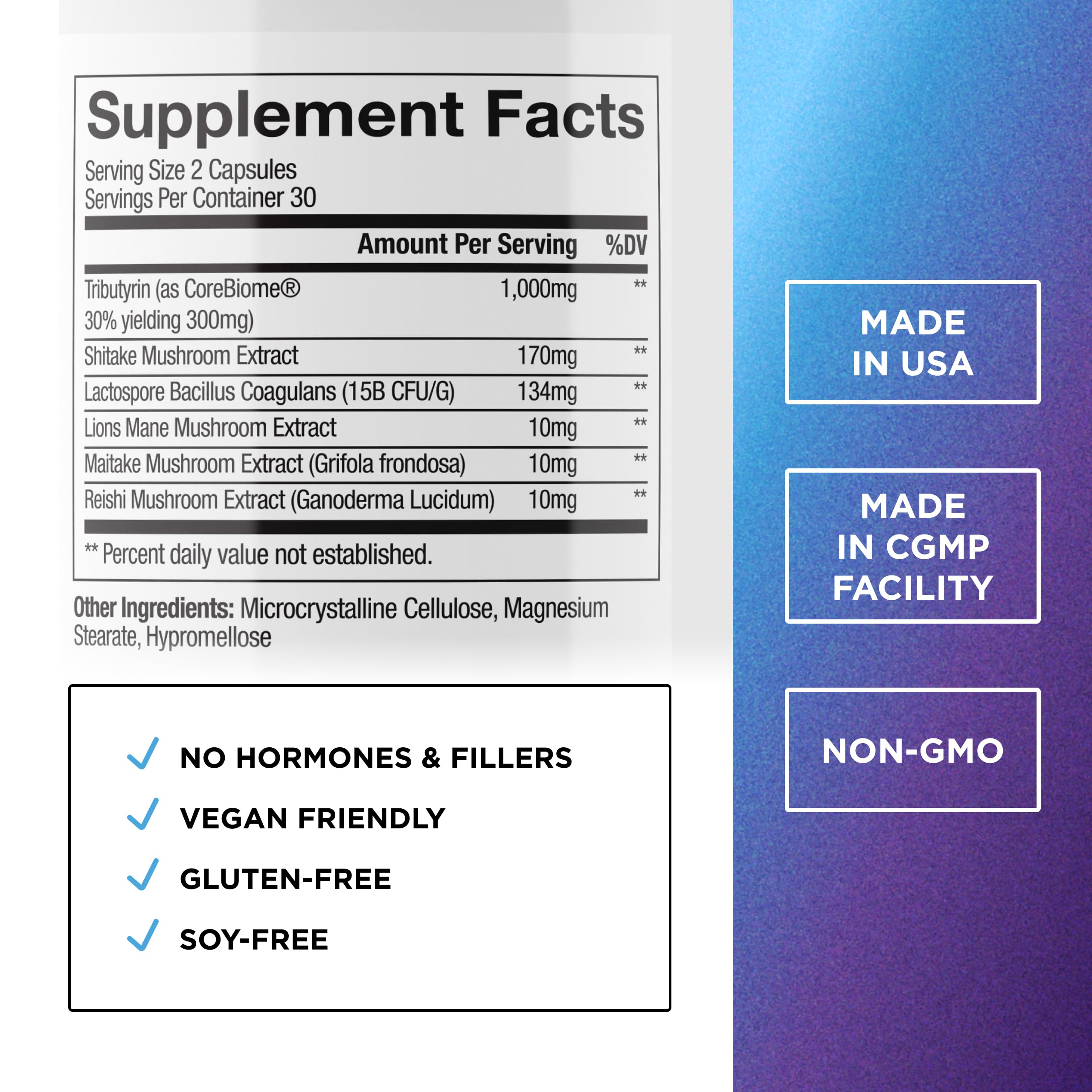 Dr. Emil Nutrition Total Gut Complex scoop shows easy two-capsule dosing