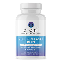 DR. EMIL NUTRITION Women's Multi Collagen bottle promotes hair, skin, and nails.