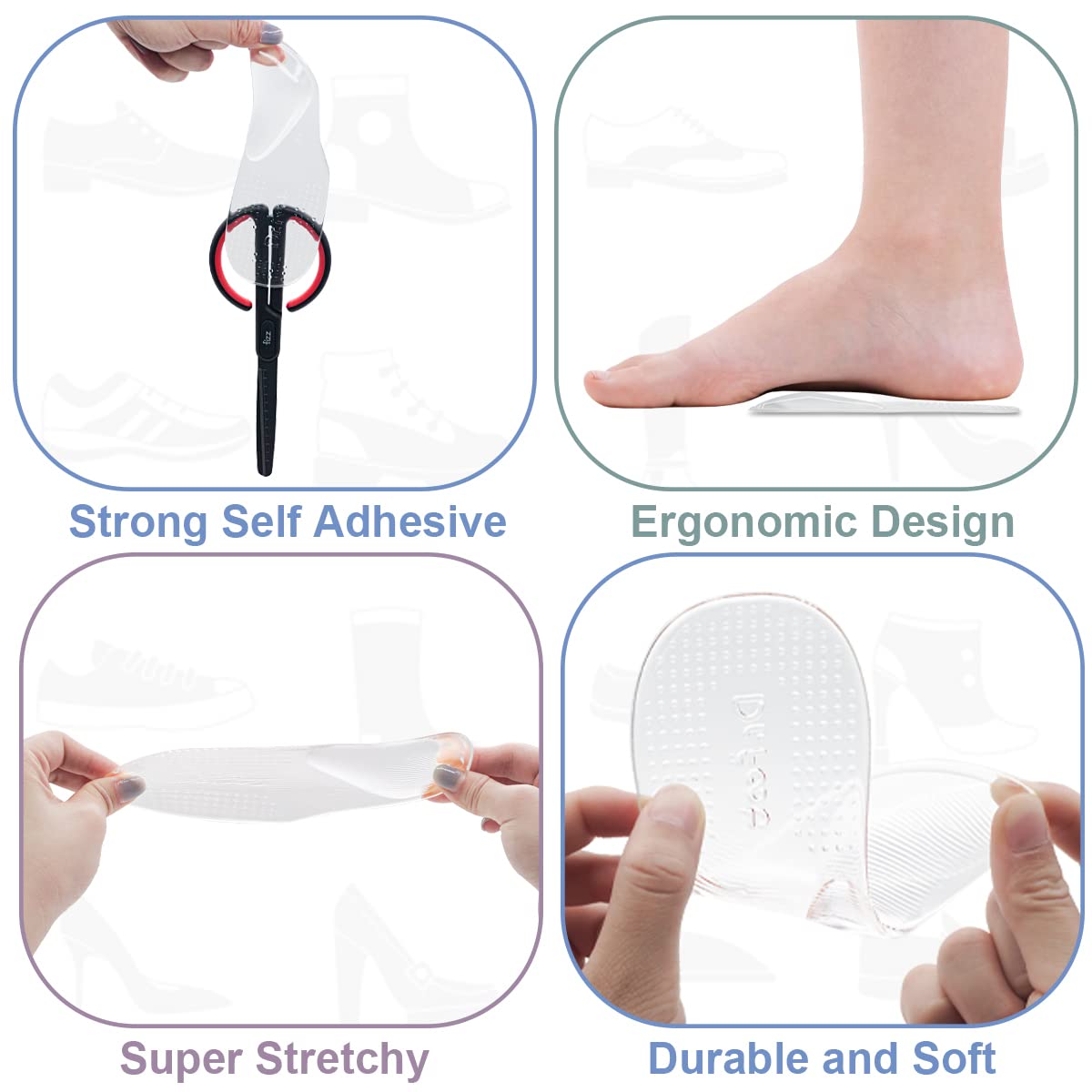 Dr Foot plantillas para fasciitis plantar, transparentes y discretas