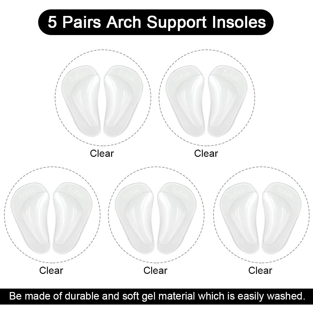 Dr Foot self-adhesive arch-support insole worn in shoe for reliable placement.