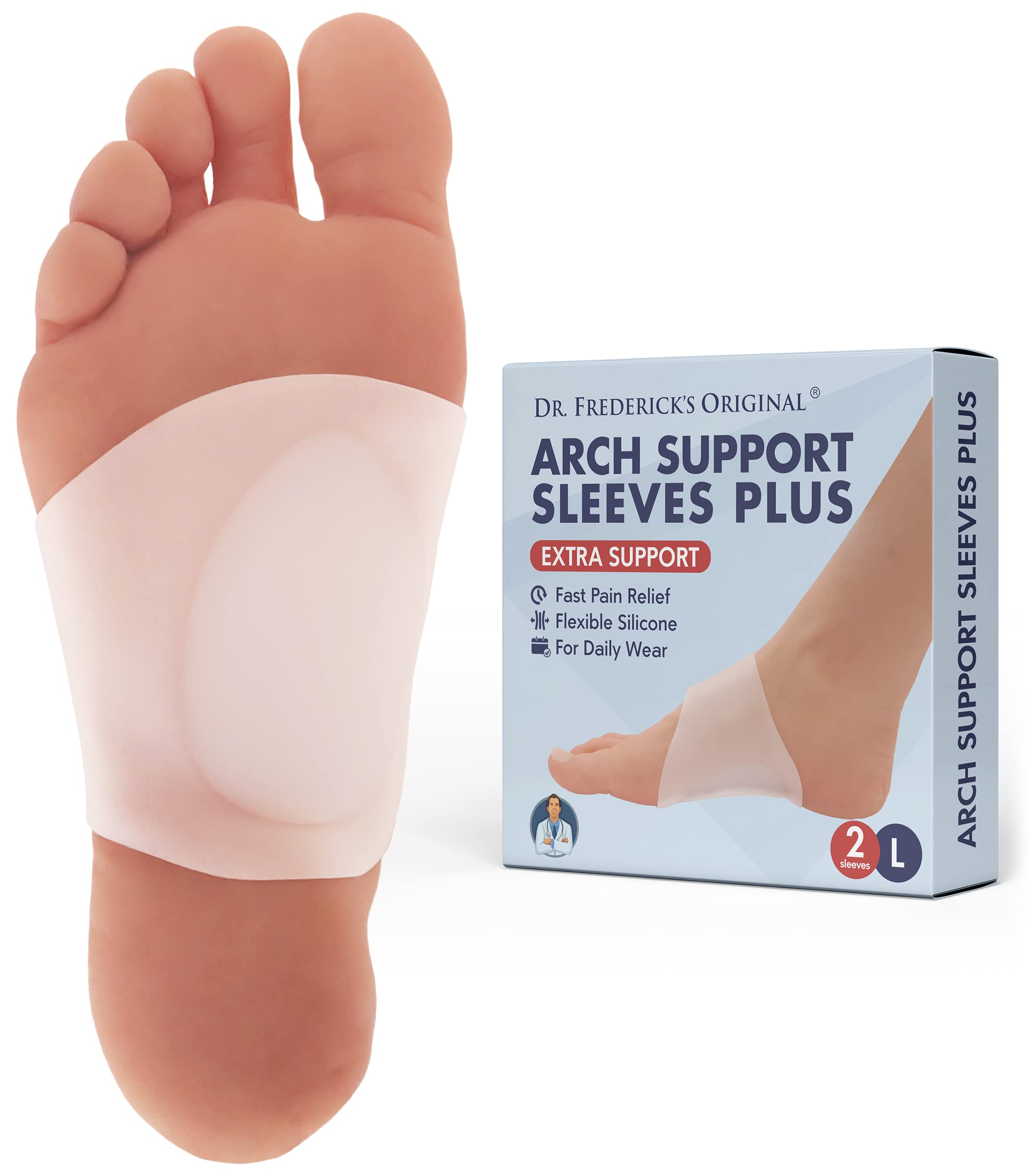 Dr. Frederick's Original arch-support-sleeves-plus provide targeted arch support for daily comfort.