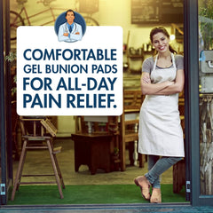 Close-up gel pad on bunion sleeve for toe cushioning