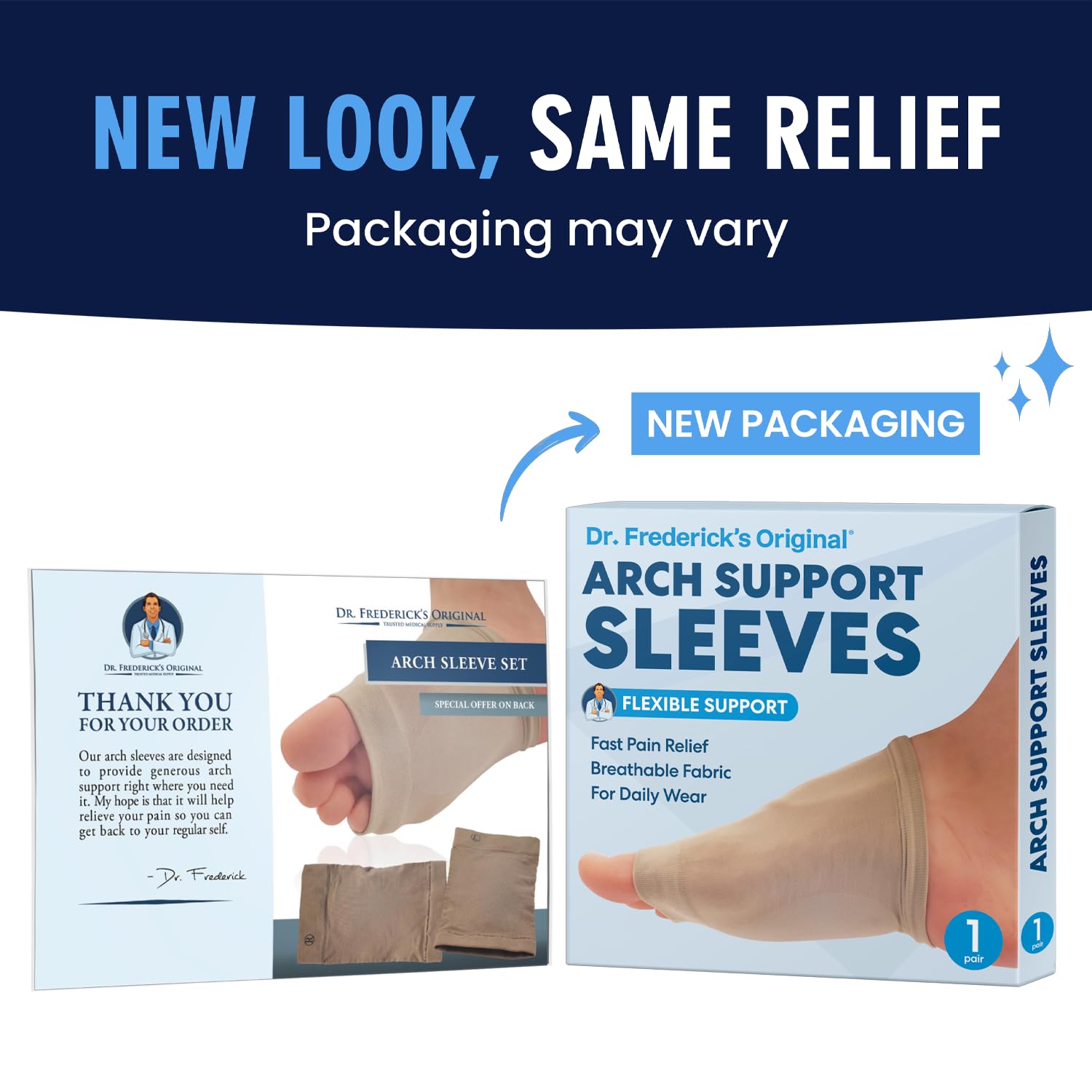 Dr. Frederick's Original snug-fit arch sleeves with sock.