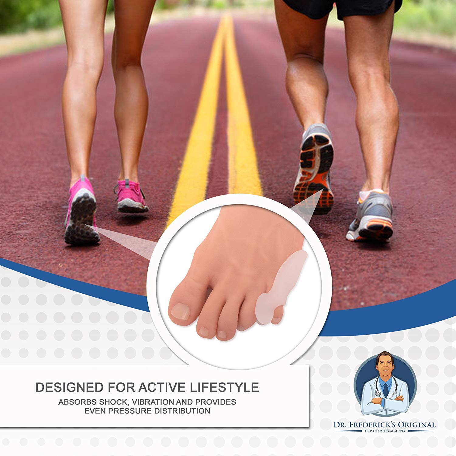 Dr. Frederick's Original soft gel cushion providing outer-foot padding near the pinky toe.