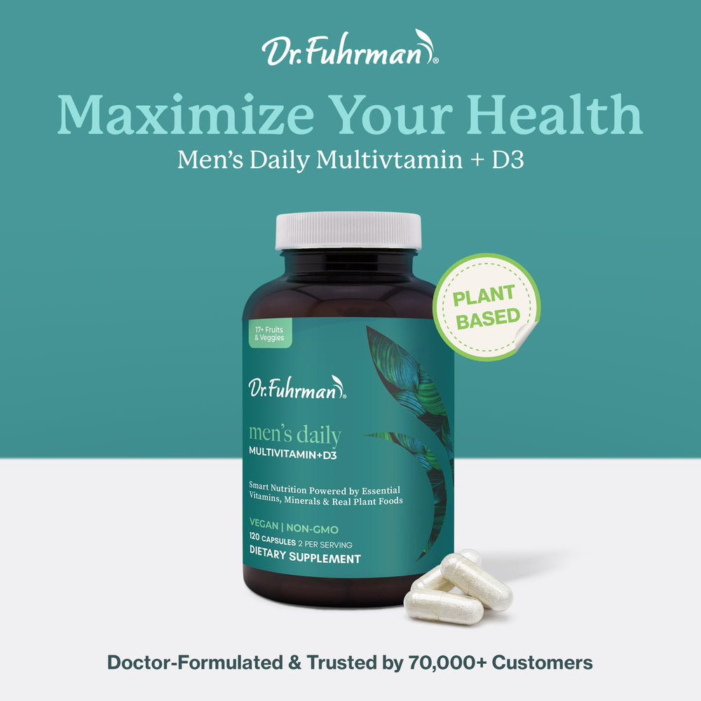 Dr. Fuhrman Multivitamin on desk ready for morning routine