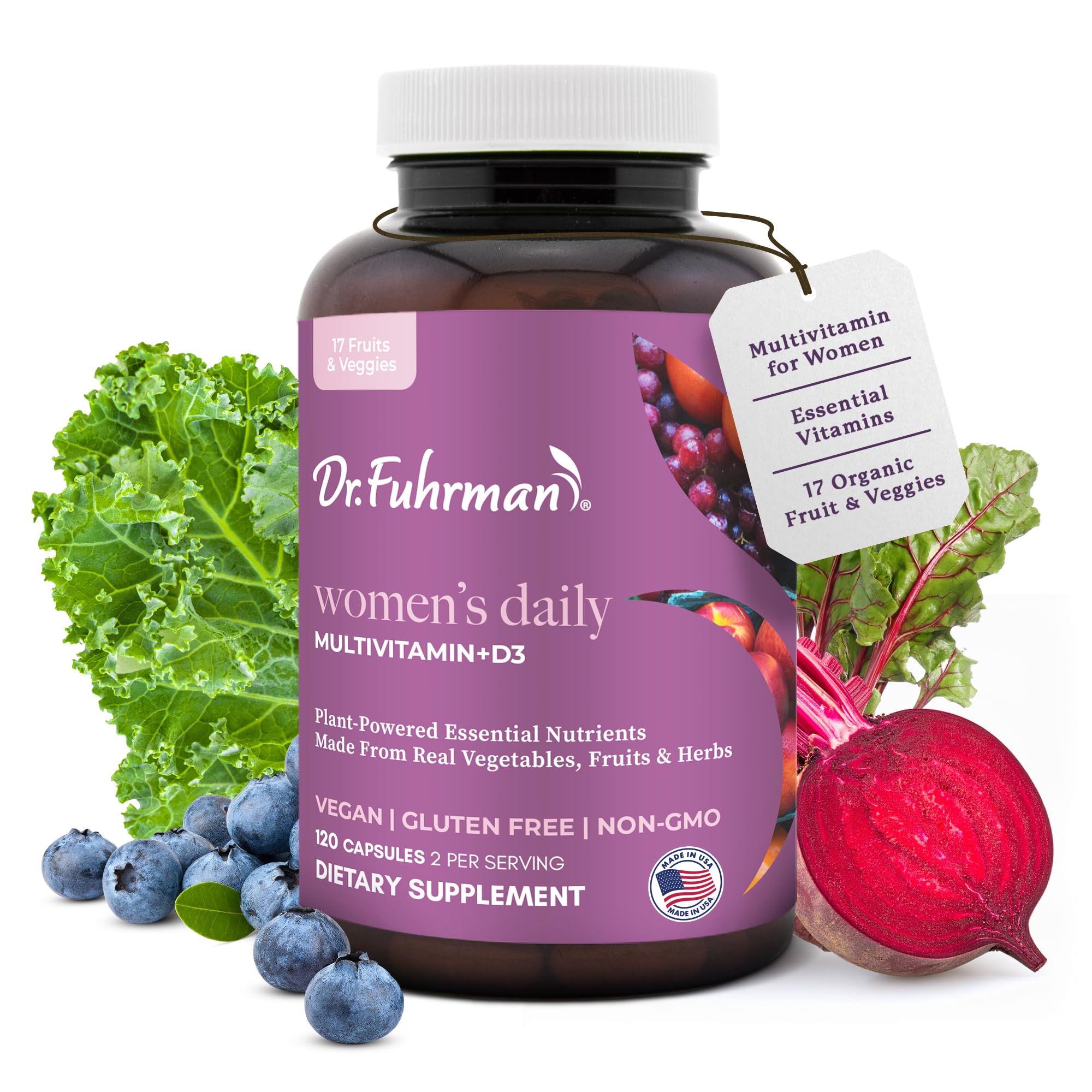 Dr. Fuhrman Women's Multivitamin bottle front view highlighting vegan formula