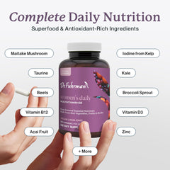 Close-up of Dr. Fuhrman women's multivitamin tablets showing texture