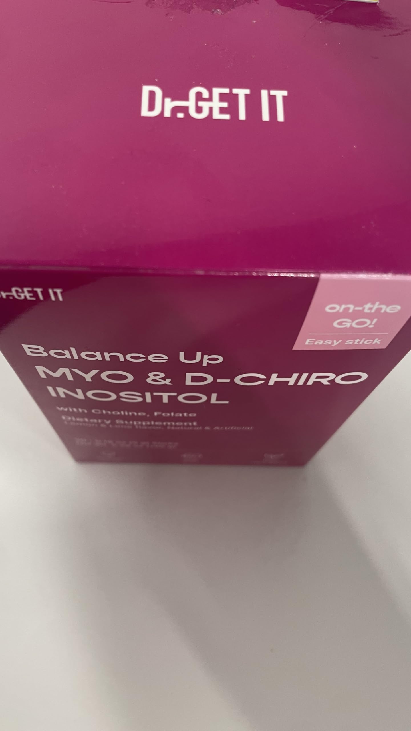 Dr.GET IT Balance Up ingredients panel highlights folate and choline complex.
