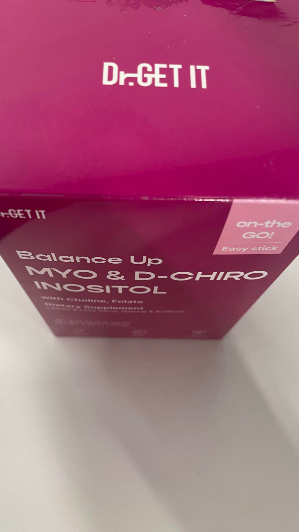 Dr.GET IT Balance Up ingredients panel highlights folate and choline complex.