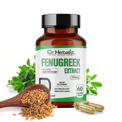 Dr Herbalist Fenugreek 350mg bottle with capsules for daily wellness.