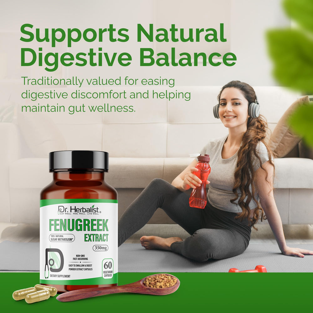 Dr Herbalist Fenugreek 350mg capsule close-up highlights quality.