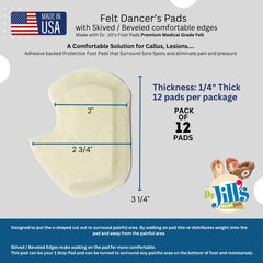 Cut-out design detail on Dr. Jill's Foot Pads, right-side, highlighting pressure relief under metatarsal heads.