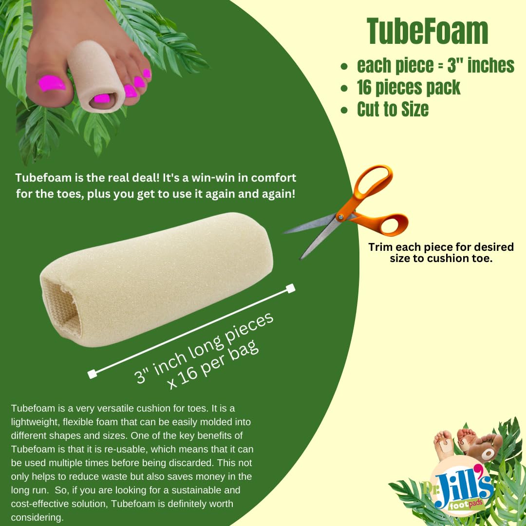 Dr. Jill's Foot Pads Tubefoam 16-count pack keeps toe protection ready on the go.