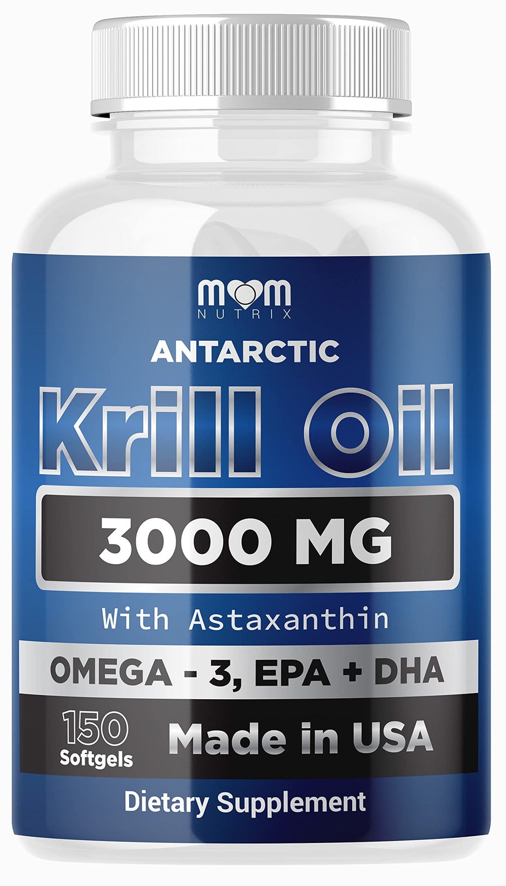 Dr. JOEL'S MOM NUTRIX Antarctic krill oil bottle front for daily omega-3 support.