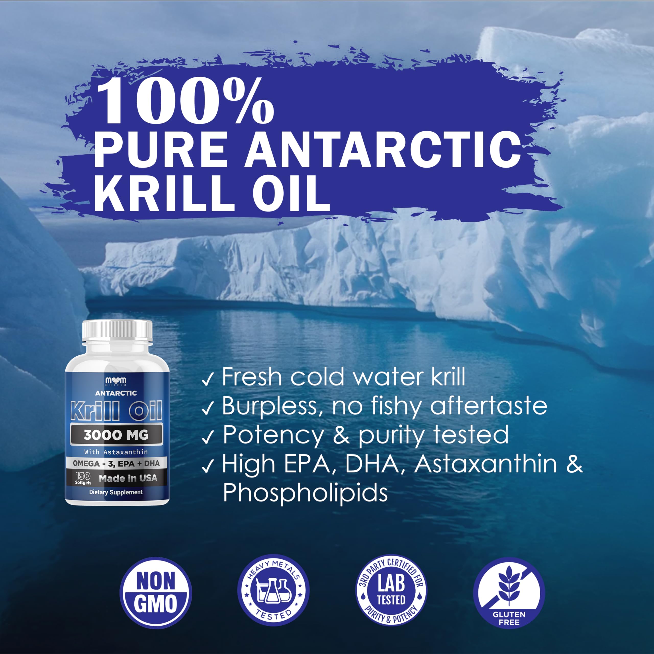 Dr. JOEL'S MOM NUTRIX EPA DHA astaxanthin emphasis supports skin and joints.