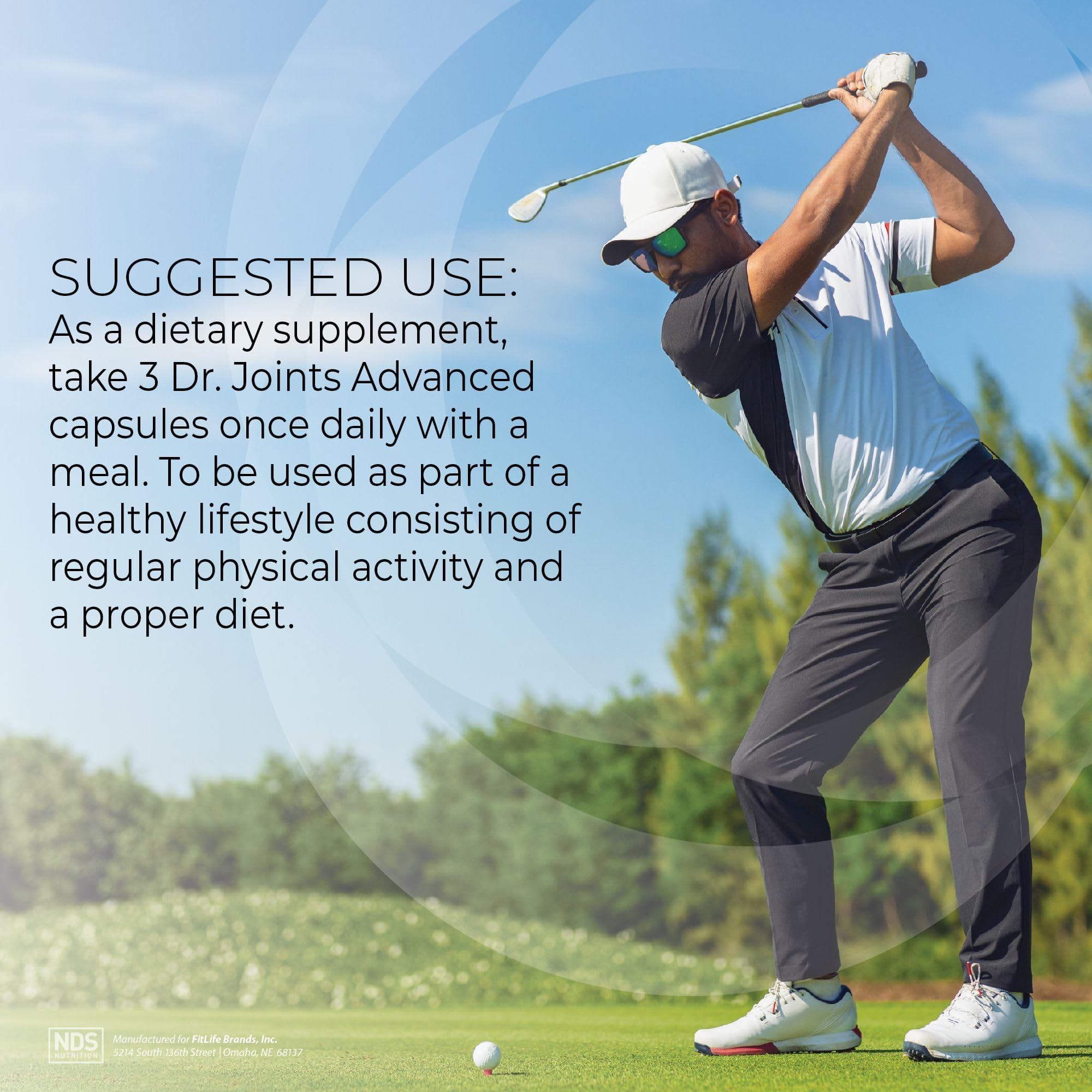 Dr. Joints NDS Nutrition Advanced turmeric visual suggesting relief from stiffness
