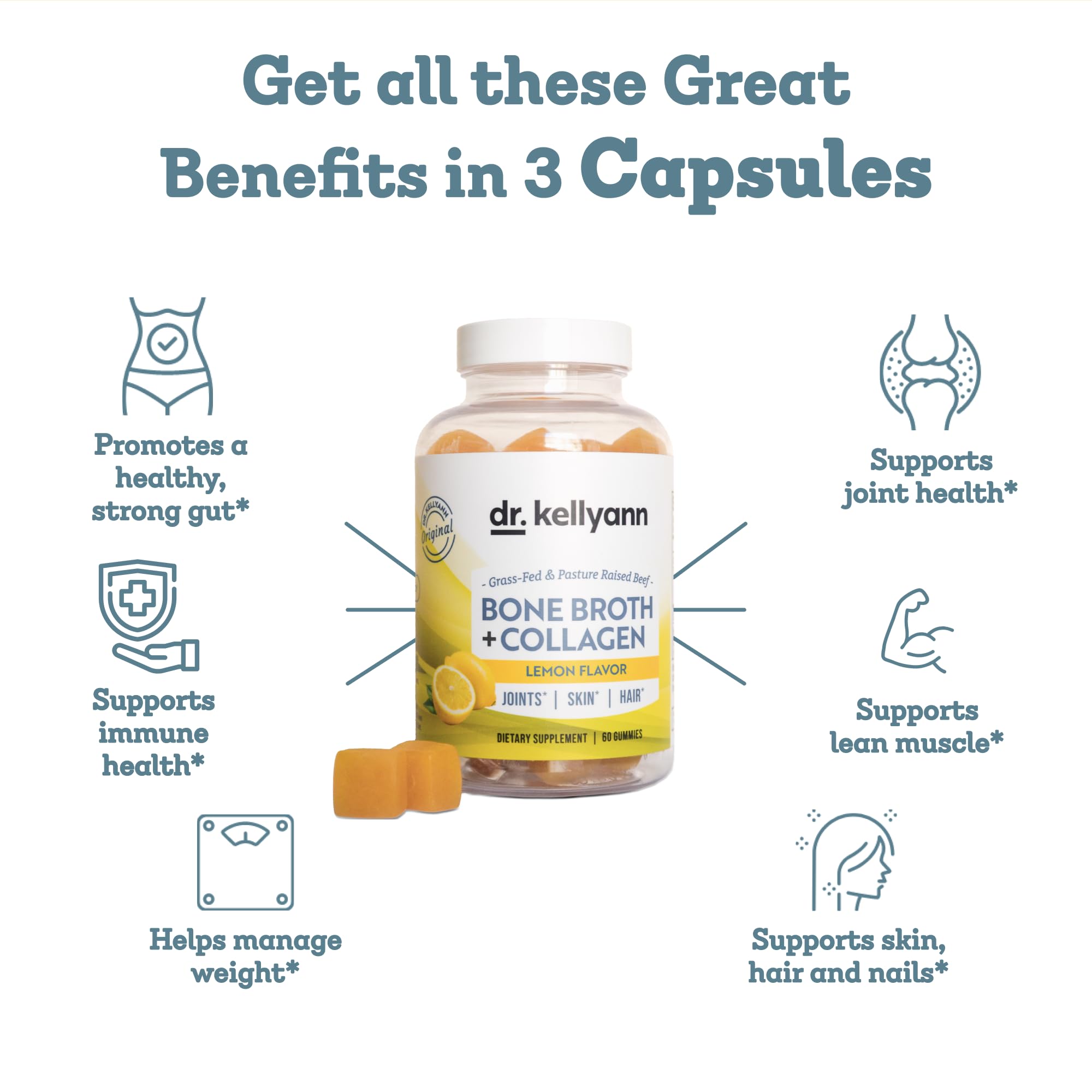 Dr. Kellyann bottle on shelf suggests daily on-the-go wellness ritual.