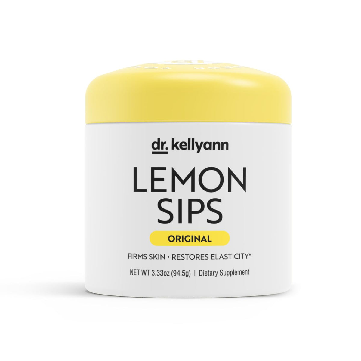 Dr. Kellyann Lemon Sips bottle on a kitchen counter for easy hydration.