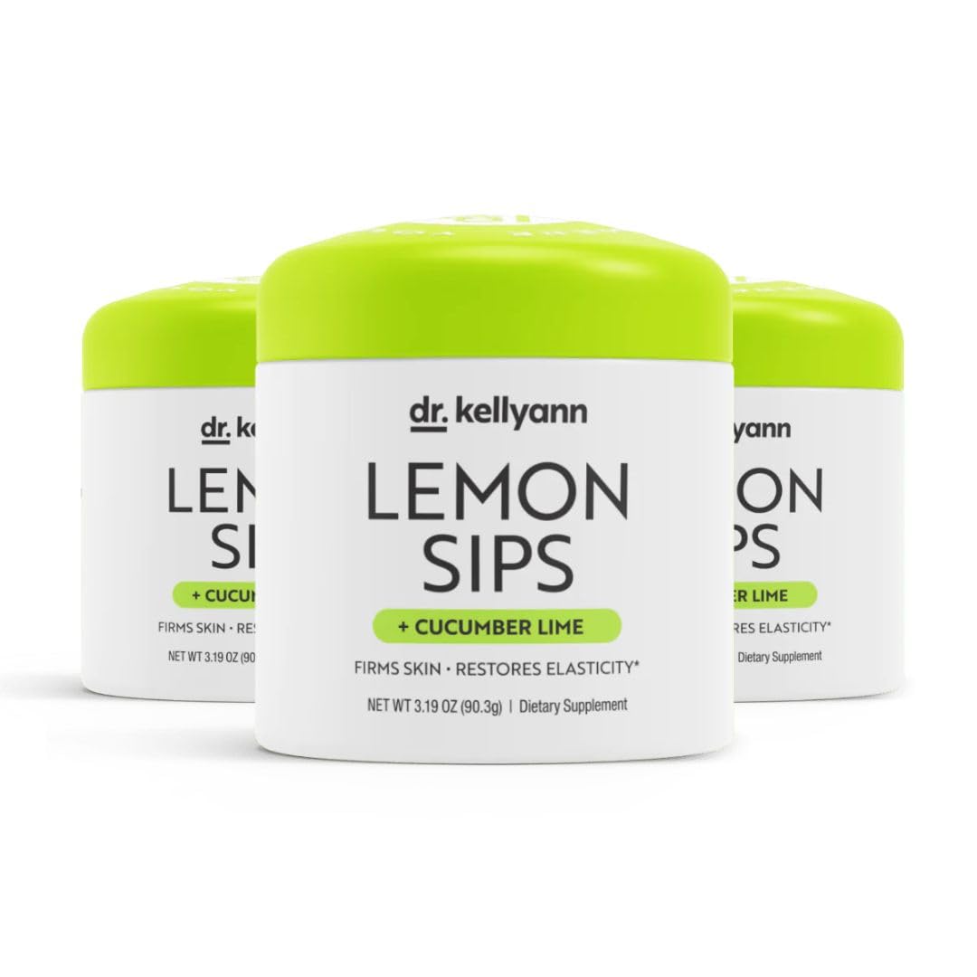Dr. Kellyann Lemon Sips hydration glass illustrates skin-supporting beverage option.