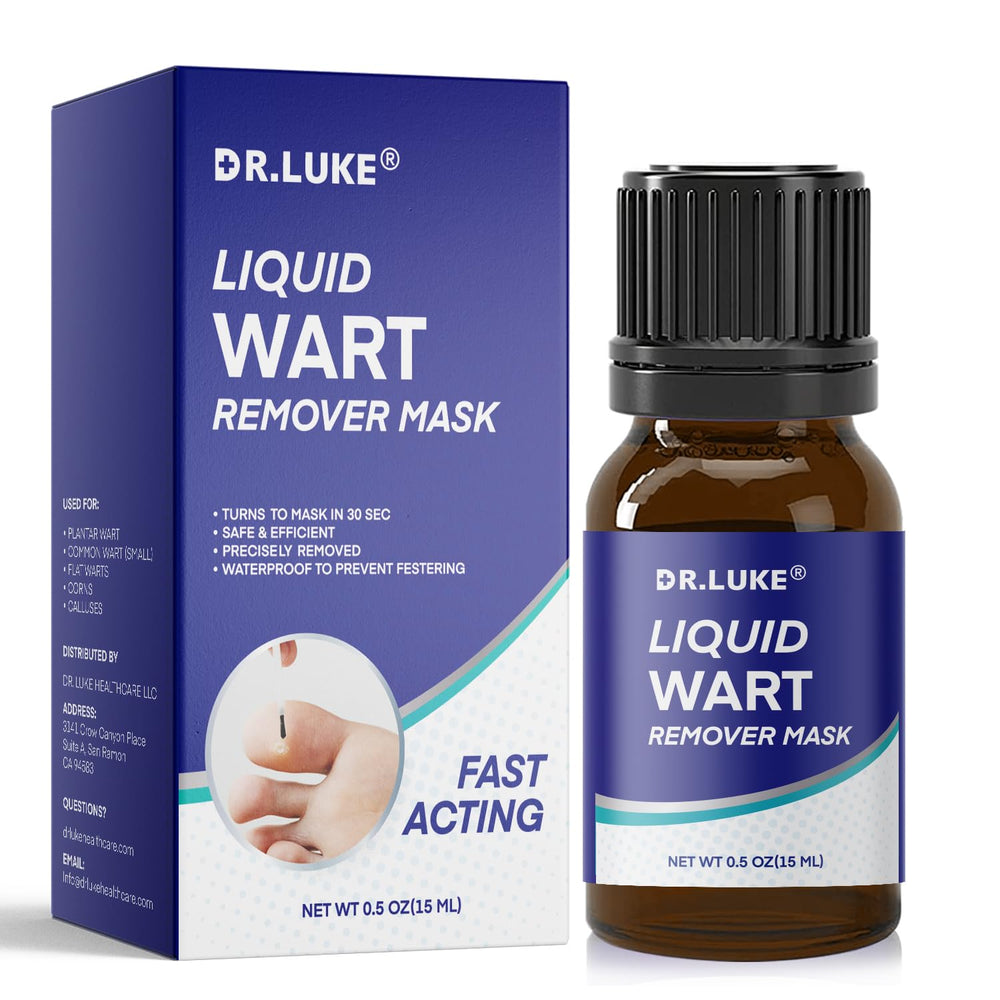 Dr. Luke plantar wart remover bottle front highlighting the exclusive 17% salicylic acid formula.