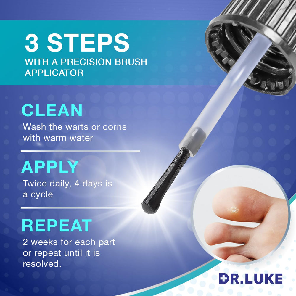 Toe application view of Dr. Luke plantar wart remover on the foot.