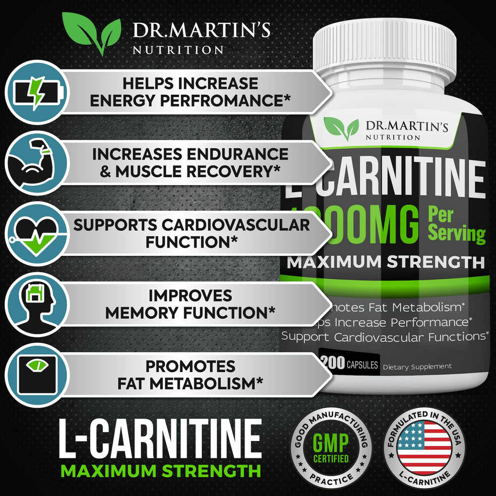 L-Carnitine capsules closeup showing compact, easy-to-swallow form