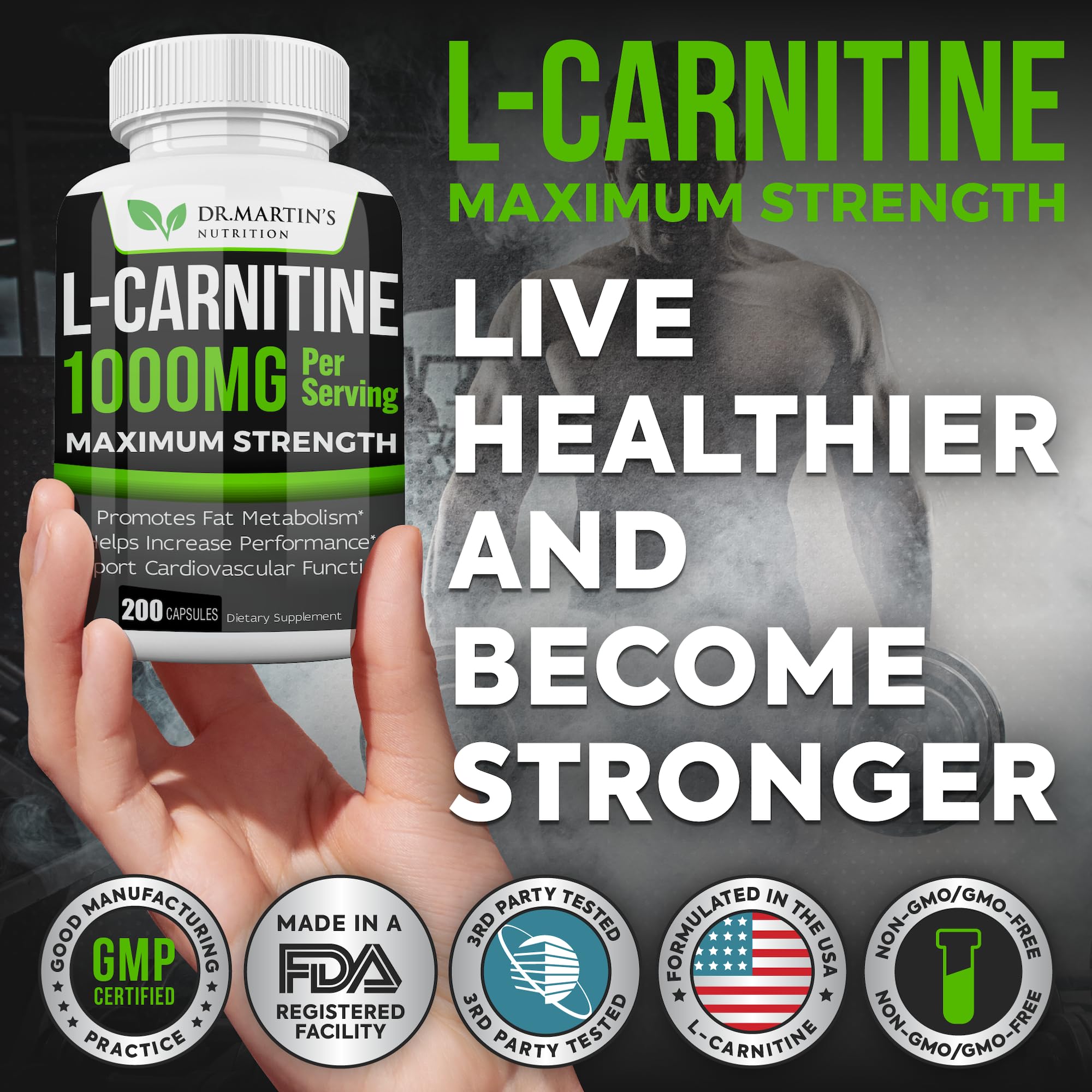 Label detail highlights 500 mg capsules and a 200-count bottle