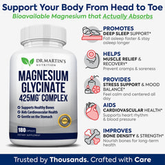 DR. MARTIN'S Nutrition magnesium glycinate capsules in veggie form for daily supplementation