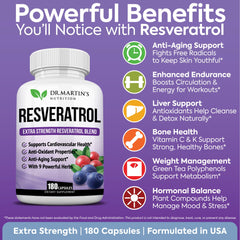 DR. MARTIN'S NUTRITION resveratrol capsules close-up highlighting the supplement form