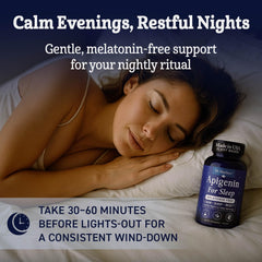 Dr. Matthew Apigenin Sleep capsules close-up for restful evenings.