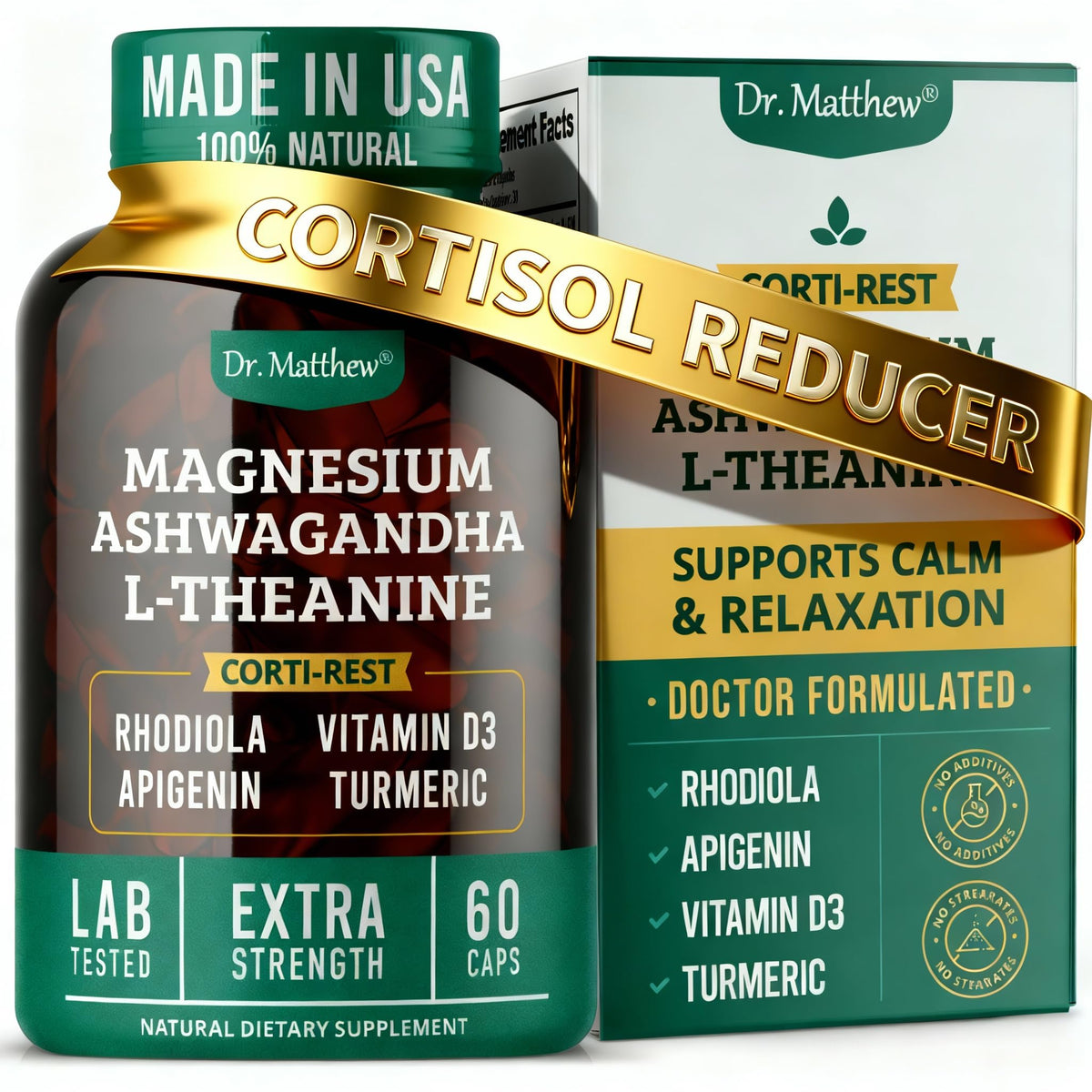 Dr. Matthew CortiRest bottle front view for daily calm
