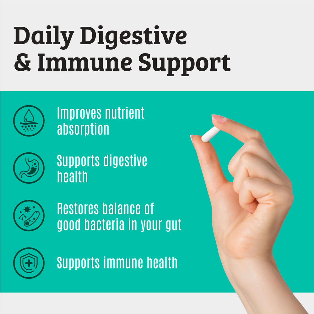 Closeup of Dr. Matthew probiotic capsules ready to take.