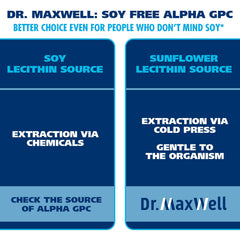 Dr. Maxwell vegan capsules illustrating plant-based Alpha GPC from sunflower lecithin