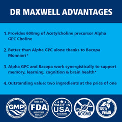 Dr. Maxwell Bacopa Monnieri capsules close-up for memory support.