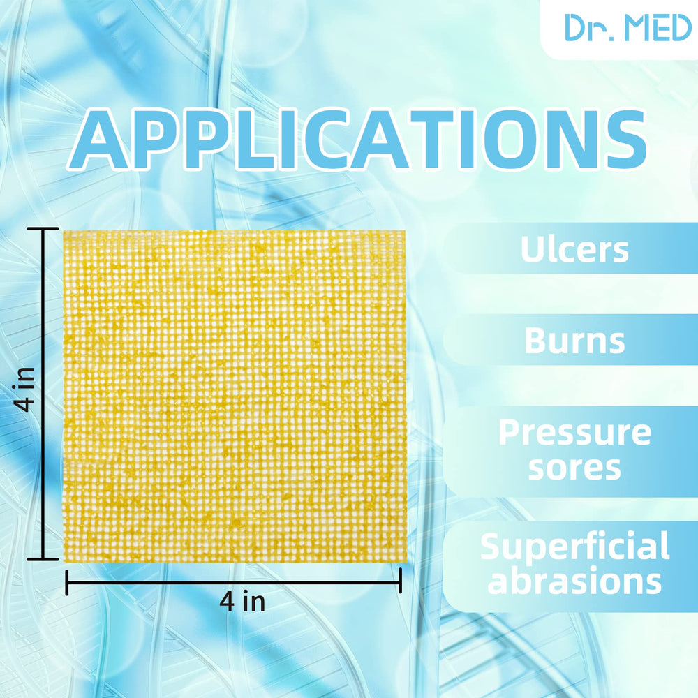 Dr. Med Honey Gauze Dressing on damaged skin providing protective coverage.