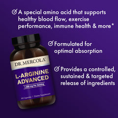 Dr. Mercola L-Arginine Advanced label closeup emphasizing non GMO ingredients