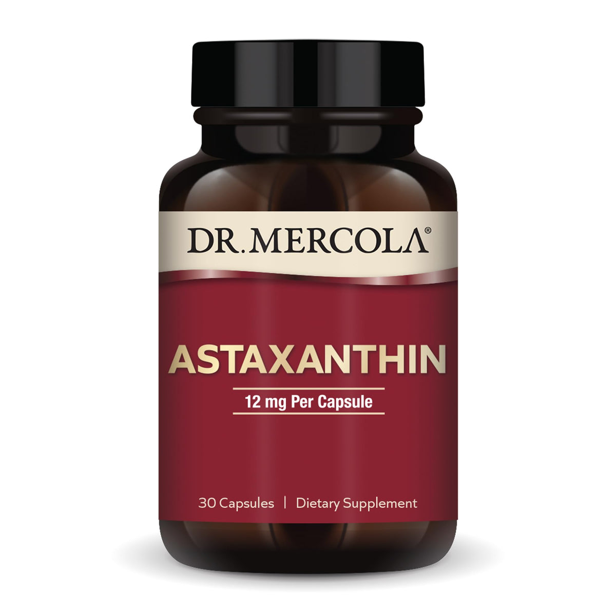 Dr. Mercola Astaxanthin capsule close-up highlighting antioxidant support
