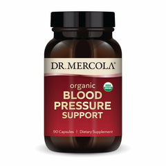 Dr. Mercola Blood Pressure Support bottle for daily circulation support.