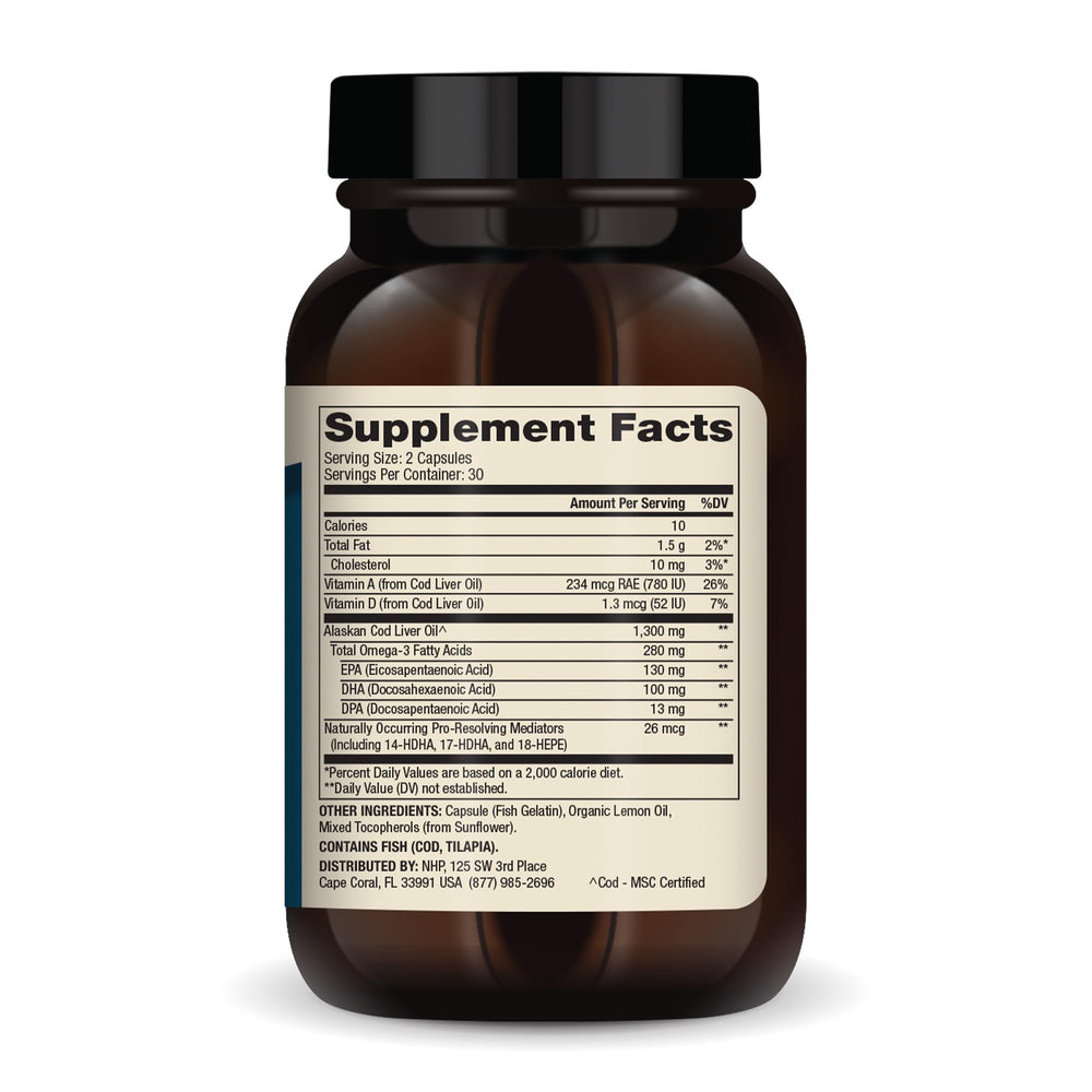 Dr. Mercola Cod Liver Oil capsules for daily brain and mobility support